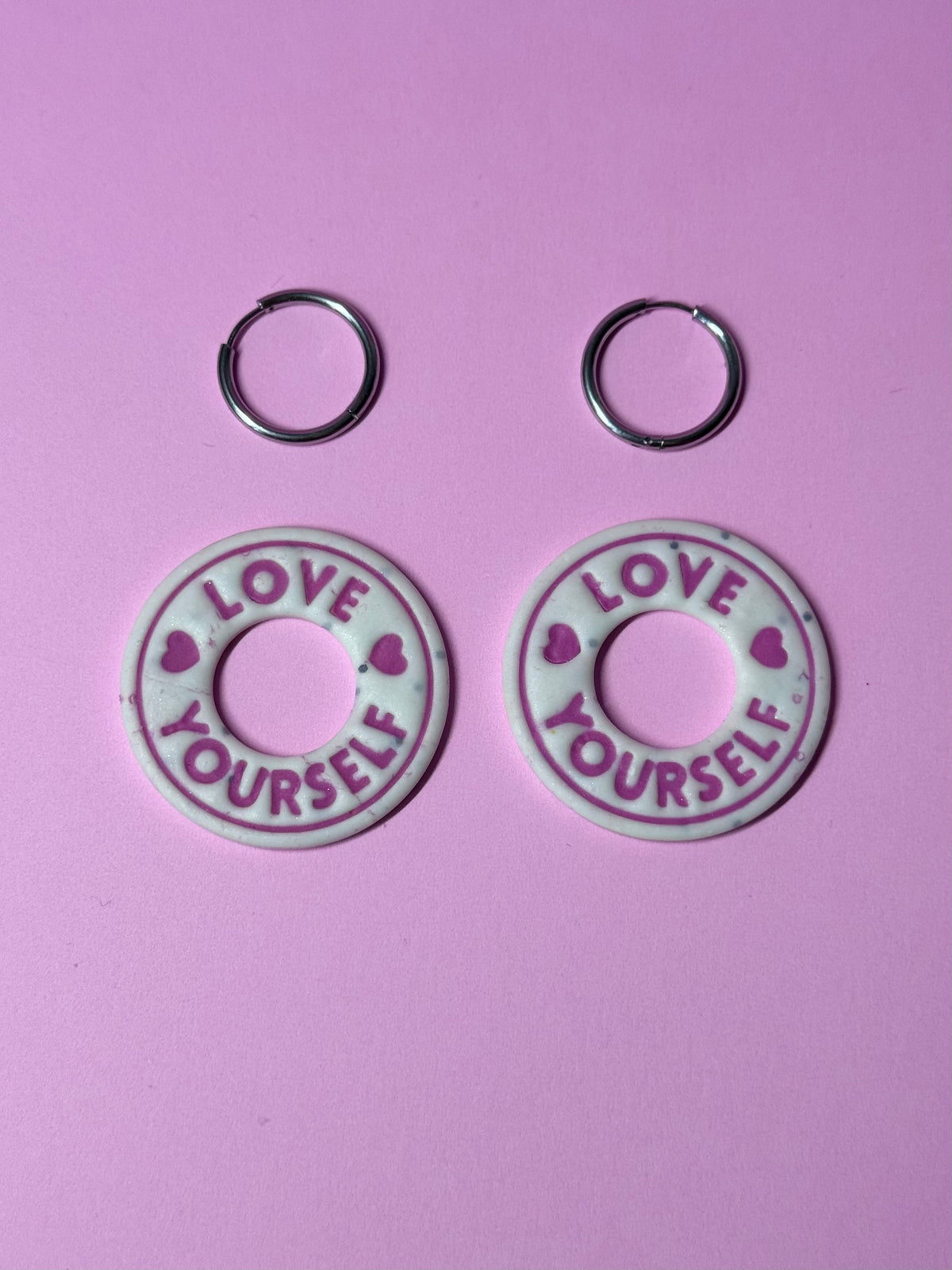 PAMPILLES - "Love yourself" - Blanc et rose - sans créoles